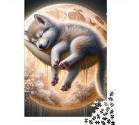 Sleeping Wolf Cub1000 Pieces Recycled Paper Wolf Moon Jigsaw Puzzle Bundle Adult Men Women Decompression Mind Relaxation Birthday Present Gift 70x50cm/1000pcs