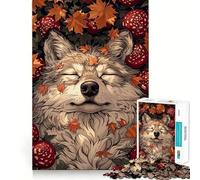 Sleeping Wolf in Autumn 1000 Piece Jigsaw Puzzles for Teenagers Jigsaw Mental Logic Toy Leisure Time Fine Edge 38x52cm