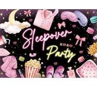 Sleepover Party Decorations Backdrop Pajama Party Pillow Fight Theme Birthday Background for Girls Spa Theme Banner (8x6FT(240x180cm))