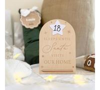 Sleeps Until Santa Visits Our Home Sign - Christmas Countdown Wooden Board,Santa Arrival Countdown Dry Erase Board,Holiday Advent Calendar Centerpieces,Christmas Party Sign Photo Props