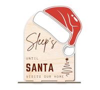 Sleeps Until Santa Visits Our House: Countdown Sign with Acrylic Hat & Dry-Erase Marker, Wooden Christmas Plaque, Christmas Countdown