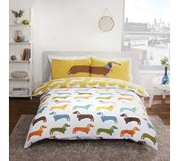 SLEEPSCENE Sausage Dog Modern Multi Coloured Duvet Set with Panel Pillowcase Double