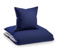 sleepwise bed linen summer bed linen 3-piece ÖKO-TEX, fantastically soft, breathable, non-iron & wrinkle-free - duvet cover set, soft microfibre, 140x200cm, 65x65cm pillowcases, Navy/Light Gray