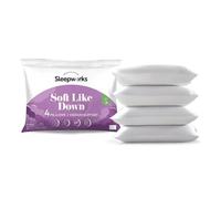 Sleepworks Soft Like Down Pair Pillows, Hotel Quality, Hollowfibre Filled, Soft Touch Fabric, Machine Washable, Made In UK, 48cm x 74cm (19” x 29)
