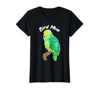 Sleepy Amazon Parrot Bird Mom Watercolor Value Graphic T-Shirt, Women, Black, L