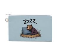 Sleepy Bear Coin Purse Small Wallets with Zippered Key Ring Cute Wallet