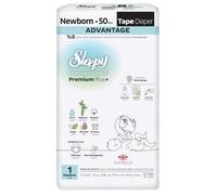 Sleepy Bio Natural Premium Plus+ Tape Diapers - Size 1 (2-5kg) | 6 Packs x 50 | 300 Eco Nappies | Bamboo, Organic Cotton, Almond Milk | Hypoallergenic & Ultra-Absorbent
