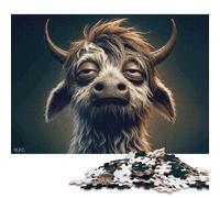Sleepy Bull with Horns Puzzles 500 Pieces Wooden Puzzles Puzzle Jigsaws for Adults for Adults& Teens Age 12 Years Up 500pcs (52x38cm)