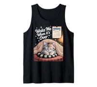 Sleepy Cat Anti Christmas Humor Holiday Tank Top