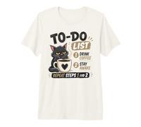 Sleepy Cat Coffee to-Do List Stay Awake Premium T-Shirt