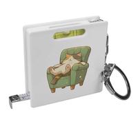 'Sleepy Cat on Sofa' Keyring Tape Measure/Spirit Level Tool (KM00043818)