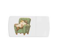 'Sleepy Cat on Sofa' Pill Box with Tablet Splitter (PI00035169)