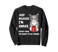 Sleepy Coffee Cat Monday Morning Mood Humor Sweatshirt