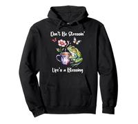 Sleepy Cute Frog Dont Be Stressin Lifes a Blessing Butterfly Pullover Hoodie