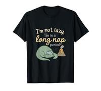Sleepy Dino Nap Brontosaurus Volcano Cartoon Design T-Shirt