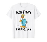 Sleepy Duck Pajamas Coffee Existing Exhausting T-Shirt