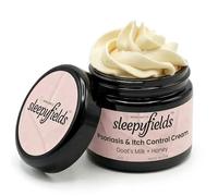SLEEPY FIELDS Psoriasis & Itch Control Cream - Goat’s Milk + Honey for Dry, Flaky Skin - Natural Relief with Aloe Vera, Shea Butter - Non-Greasy, Hypoallergenic, Paraben-Free - 2oz.