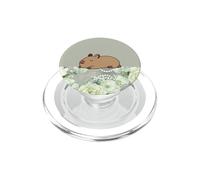 Sleepy Floral Pastel Green Elegant Rose Lazy Capybara PopSockets PopGrip for MagSafe