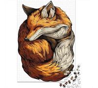 Sleepy Fox Illustration-1 1000-Piece Adult Jigsaw Puzzle, 38x26cm/1000pcs, Clean White Card Pieces for Sorting; for Progress Whenever Time Allows