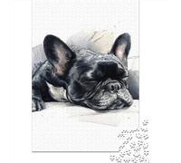 Sleepy French Bulldog Jigsaw Puzzles Puzzles for Adults Kids. 1000 Pieces Impossible Challenge Toy Educational Games Home Decoration for Adults& Kids Age 14 Years Up 52x38cm/1000pcs