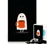 Sleepy Ghost with Coffee Mug 1000 Piece Jigsaw Puzzles for Teenagers Cognitive Toy Slow Enjoy Premium Edge Santa Wish Pick 38x26cm