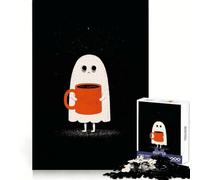 Sleepy Ghost with Coffee Mug Jigsaw for Teenagers 1000 Pieces Logic Play Indoor Fun Accurate Edge Art Collection Piece 38x52cm