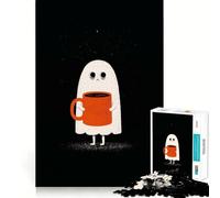 Sleepy Ghost with Coffee Mug Jigsaw for Teenagers 1000 Pieces Logic Play Indoor Fun Accurate Edge Art Collection Piece 38x52cm