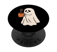 Sleepy Ghost With Coffee Mug PopSockets Adhesive PopGrip