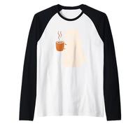 Sleepy Ghost with Coffee Mug Raglan Baseball Tee