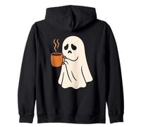 Sleepy Ghost With Coffee Mug Zip Hoodie