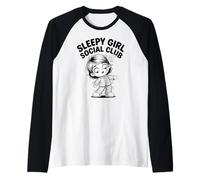 Sleepy Girl Social Club Cozy Pajama Humor Cute Raglan Baseball Tee