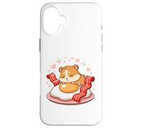 Sleepy Hamster On Fried Egg With Bacon Hearts Case for iPhone 16 Plus