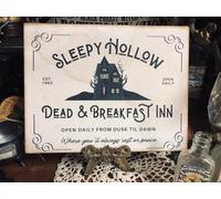 Sleepy Hollow Dead & Breakfast Inn, Halloween Decor, Retro Metal Tin Sign Vintage Sign for Home Kitchen Coffee Shop Wall Decor 8x12 Inch