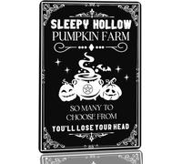 Sleepy Hollow Pumpkin Farm Metal Tin Sign So Many To Choose From You'll Lose Your Head Sign Vintage Witch Pumpkin Farmhouse Decor for Home Kitchen Cafe Bar Sign 8x12 Inch