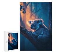Sleepy Koala in Tree Wooden Brain Teaser for Adults, 1000 PCS - New Year Decoration, with A Decorative Finished Picture