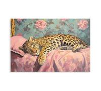 Sleepy Leopard In A BedCanvas Poster Wall Art Decor Print Picture Paintings for Living Room Bedroom Decoration12x18inch(30x45cm)