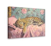 Sleepy Leopard In A BedCanvas Poster Wall Art Decor Print Picture Paintings for Living Room Bedroom Decoration24x36inch(60x90cm)