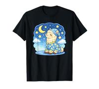 Sleepy Llama in Starry Night Pajamas Dreamy Design T-Shirt