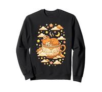 Sleepy Orange Cat in Teacup Moon Stars Cozy Night Dream Sweatshirt