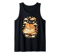 Sleepy Orange Cat in Teacup Moon Stars Cozy Night Dream Tank Top