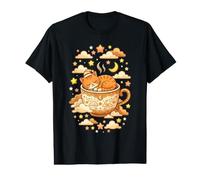 Sleepy Orange Cat in Teacup Moon Stars Cozy Night Dream Value Graphic T-Shirt