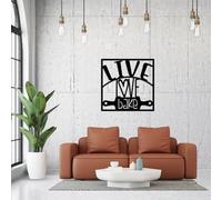 Sleepy Owl Live Love Bake Metal Wall Art - Black Kitchen Sign for Bakers and Home Cooks - Farmhouse Style Wall Decor for Kitchen or Dining Room - Gift for Wife, Mum or Baking Lovers