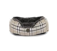 Sleepy Paws Ancol Square Dog Bed Oatmeal and Dark Check - Thickly Padded Walls with Overstuffed Base for Snuggling - 60 x 50cm Small