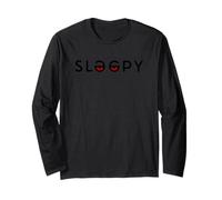 Sleepy Red Eyes Typography Minimal Funny Humor Design Long Sleeve T-Shirt