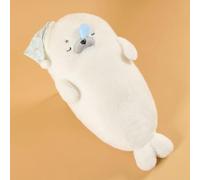 Sleepy Seal Plush Sleeping Pillow, Stuffed Animals Cuddle Plushies Hugging Pillows Toys, Soft Cotton Squishy Plushie Gift for Kids Adults, Ideal for Bedroom, Living Room, Sofa, Office (White,65cm)