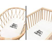 SLEEPY SILK - 25 Momme Mulberry Silk Sleeve, Set of 2 (1x Bassinet and 1x Cot) - Ivory with Dream Big Print | No Baby Bald Spots or Newborn Hair Loss | Hypoallergenic and Perfect for Sensitive Skin