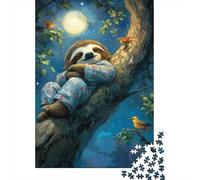 Sleepy Sloth Night Forest 1000 Piece Jigsaw Puzzle Paper For Adults Relaxing Home Decor Gift Concentration 70x50cm/1000pcs