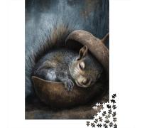 Sleepy Squirrel in Hollow Log Jigsaw Puzzles Puzzle for Adults Kids. 1000 Piece Whimsical Challenge Toy Educational Games Home Decoration for Adults& Kids Age 14 Years Up 52x38cm/1000pcs