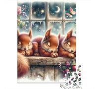 Sleepy Squirrel Trio Jigsaw Puzzles Puzzles for Adults Kids. 1000 Piece Impossible Challenge Toy Educational Game Home Decoration for Educational Games Gifts 38x26cm/1000pcs