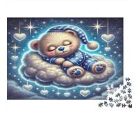 Sleepy Teddy Bear Jigsaw Puzzles Clouds 1000Pc Recycled Paper for Adults Puzzle Difficult Hard Challenge Decompression Home Decoration Great Gift 70x50cm/1000pcs
